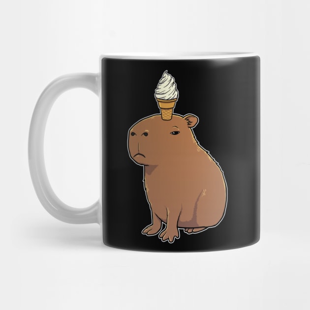 Capybara with Vanilla Ice Cream on its head by capydays